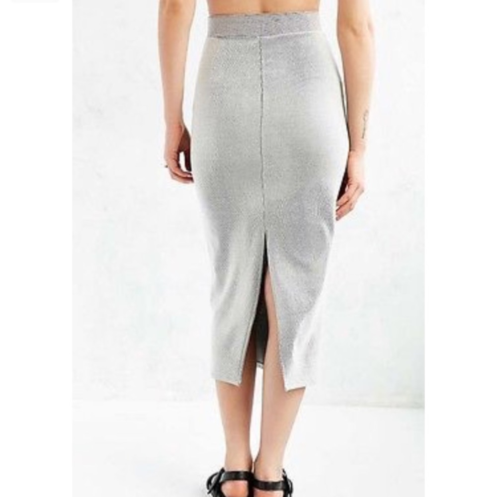 Pin stripe ribbed midi skirt